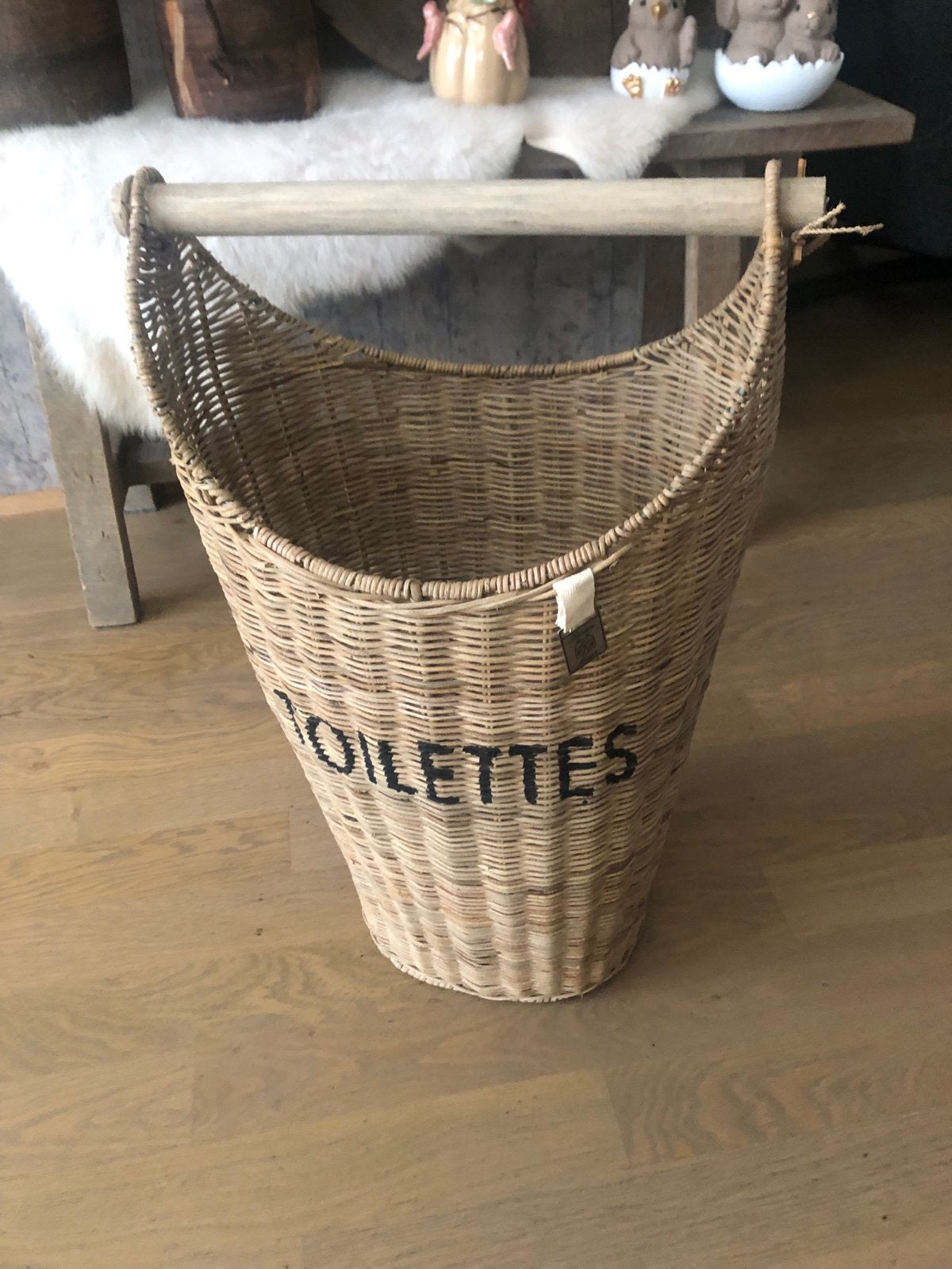 Rivera maison toiletrolhouder mand met 'TOILETTES' opdruk, Gebruikt, Ophalen of Verzenden, Landelijk, Natuurlijk materiaal