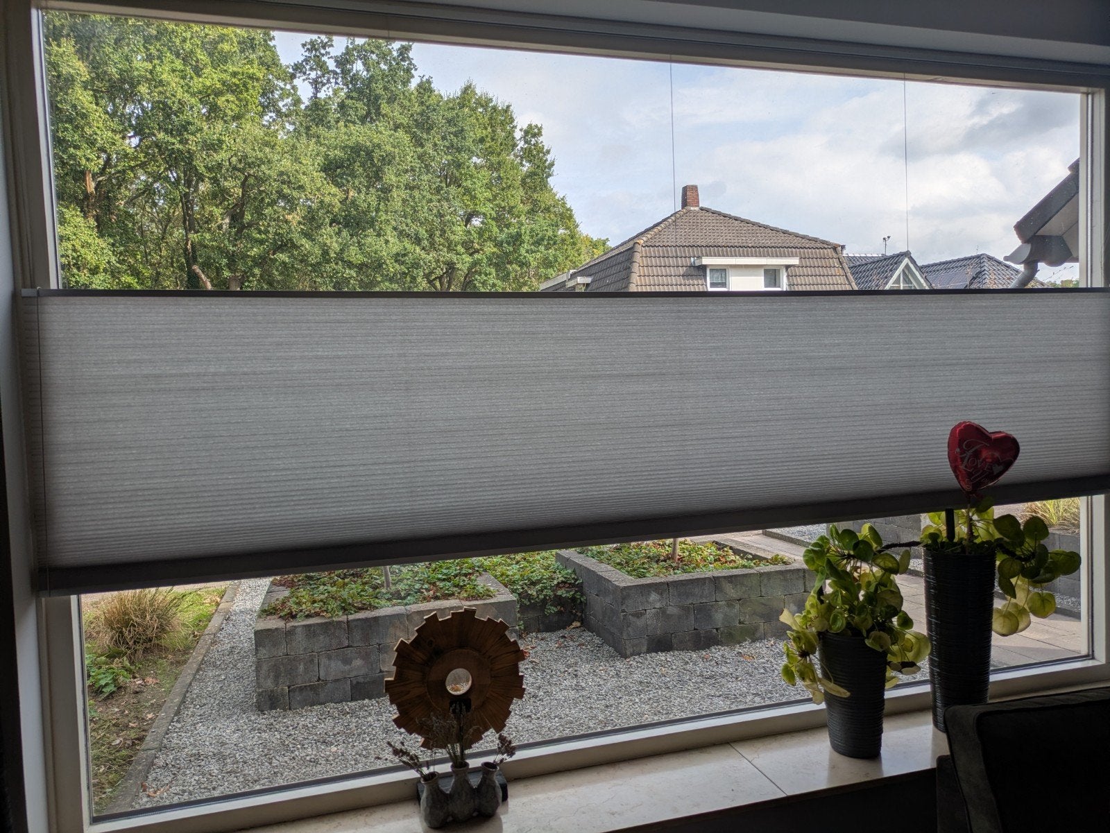 Plisségordijn lichtgrijs 287cm breed, Ophalen, Zo goed als nieuw, Grijs, Plisségordijn