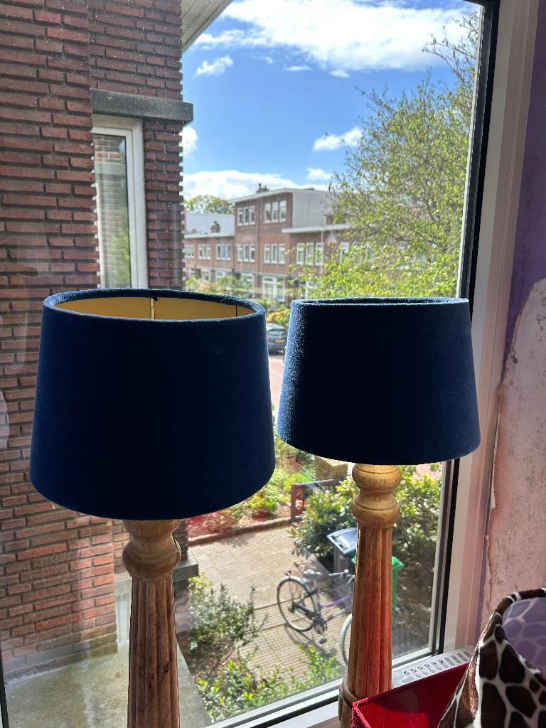 Lampenkap blauw velours, Ophalen of Verzenden, Zo goed als nieuw, Blauw, Rond