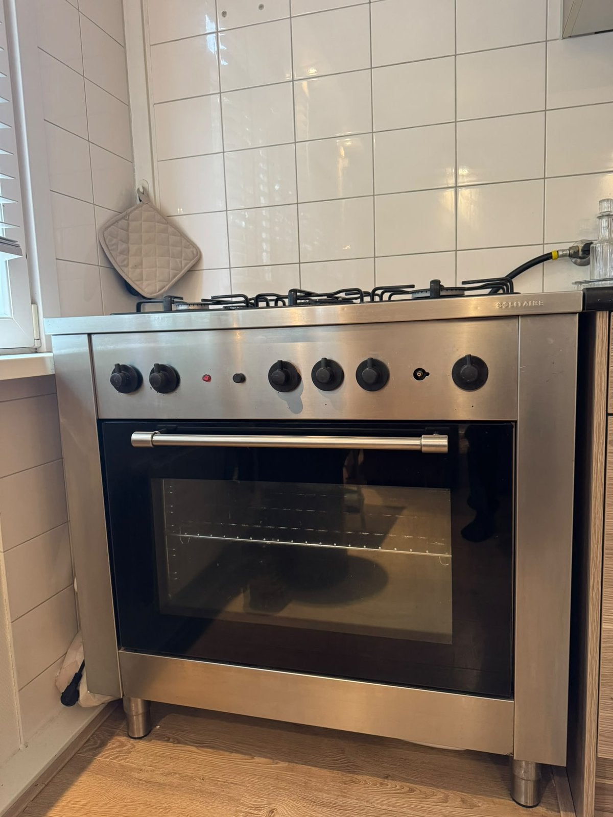 Bosch Solitaire gasfornuis - RVS - 5 pits, Ophalen, Gebruikt, 60 cm of meer, Gas