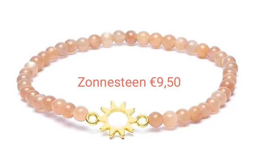 Zonnesteen armband met zon, Verzamelen, Mineralen en Fossielen, Ophalen of Verzenden, Mineraal