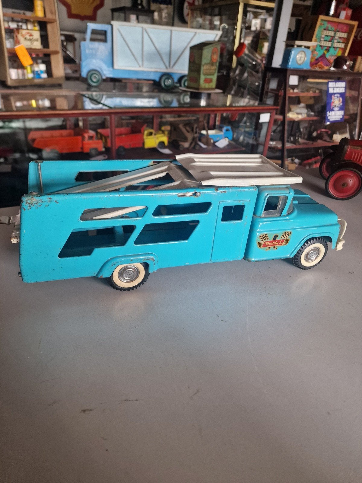 blue  buddy l daytona race car hauler, Ophalen, Zo goed als nieuw