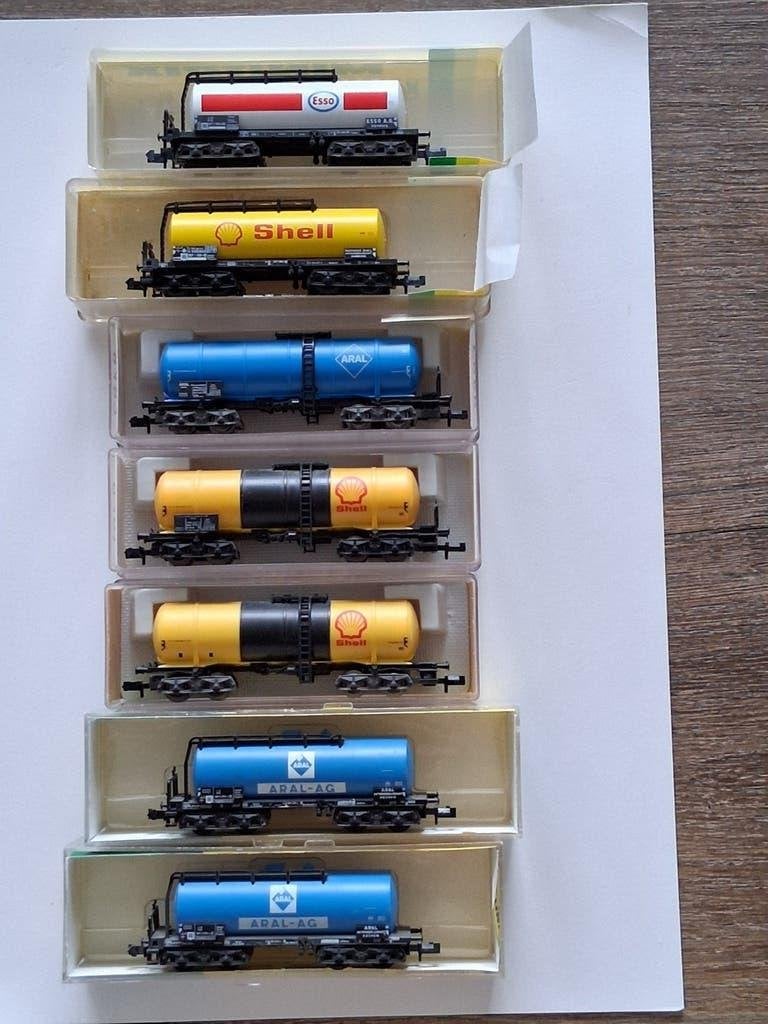set van 7 ketelwagons N-spoor, Gebruikt, Gelijkstroom, Verzenden, Fleischmann