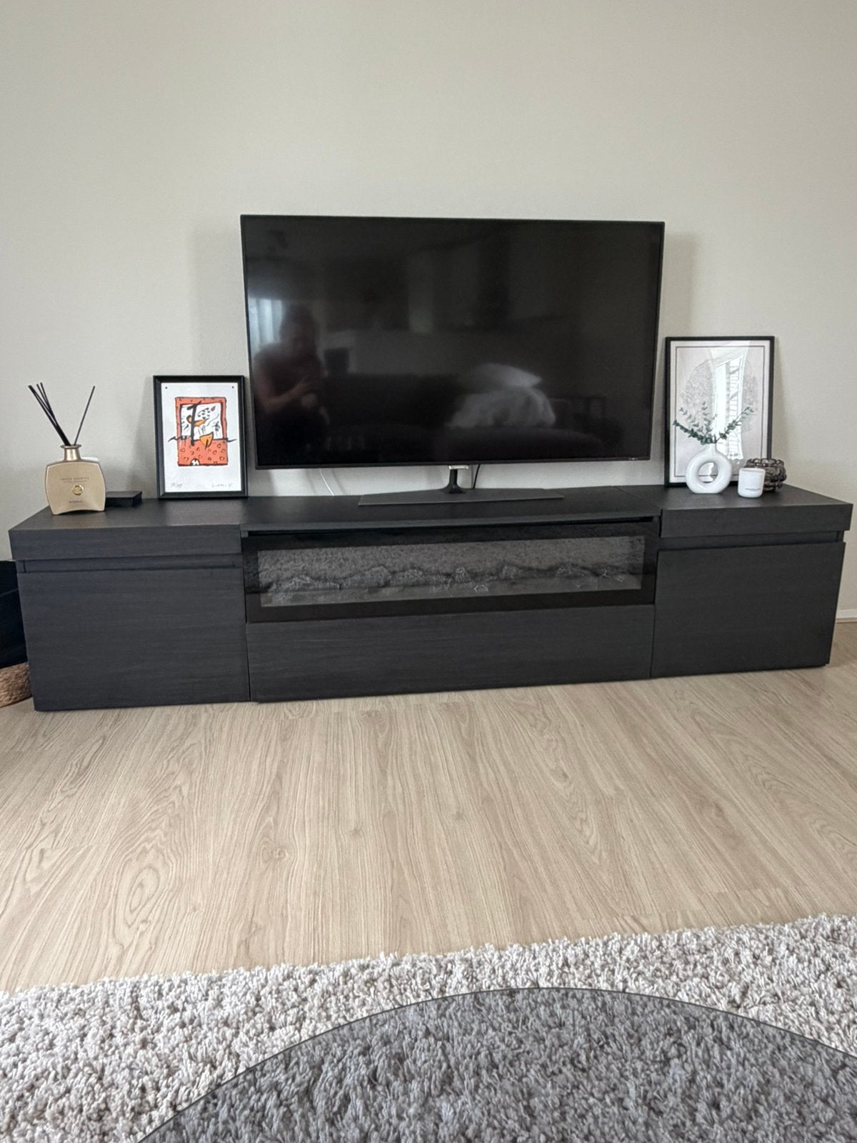 Tv meubel met elektrische haard, Ophalen, 150 tot 200 cm, Zo goed als nieuw, Minder dan 100 cm
