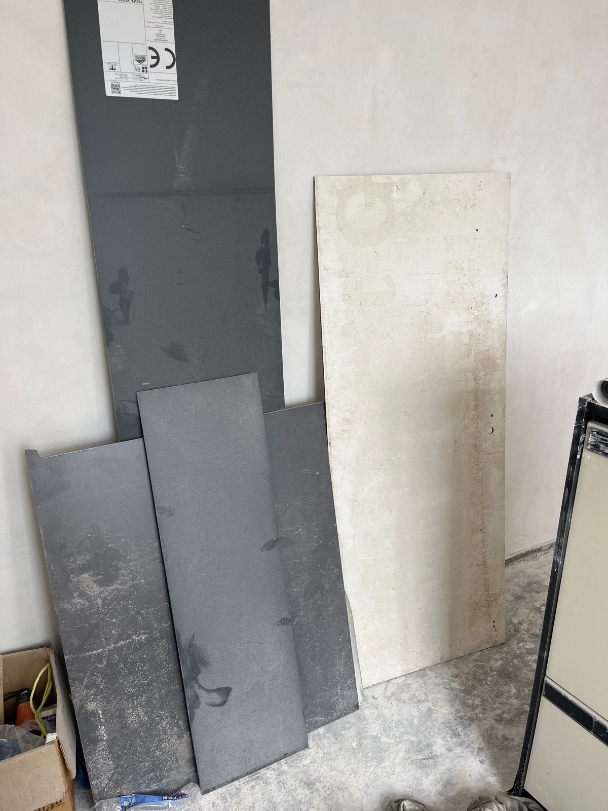Trespa platen antraciet en wit - diverse delen, Doe-het-zelf en Verbouw, Platen en Panelen, Ophalen of Verzenden, Gebruikt, HPL