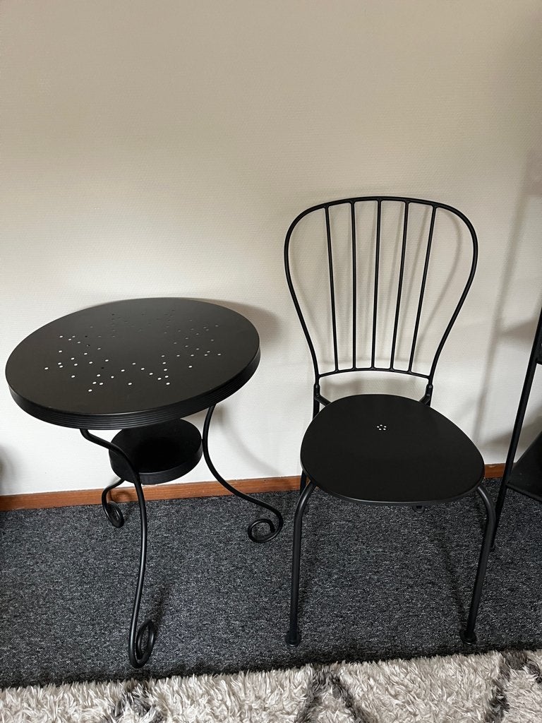 Bistrosetje Ikea tafeltje en stoel, Ophalen, Gebruikt, Zwart, Metaal