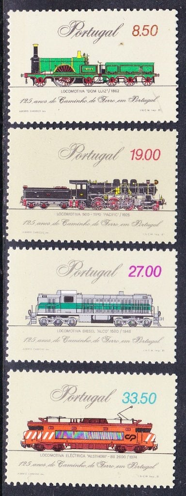 Portugal 1981 pf mi 1540 - 1543 treinen, Verzenden, Postfris, Treinen
