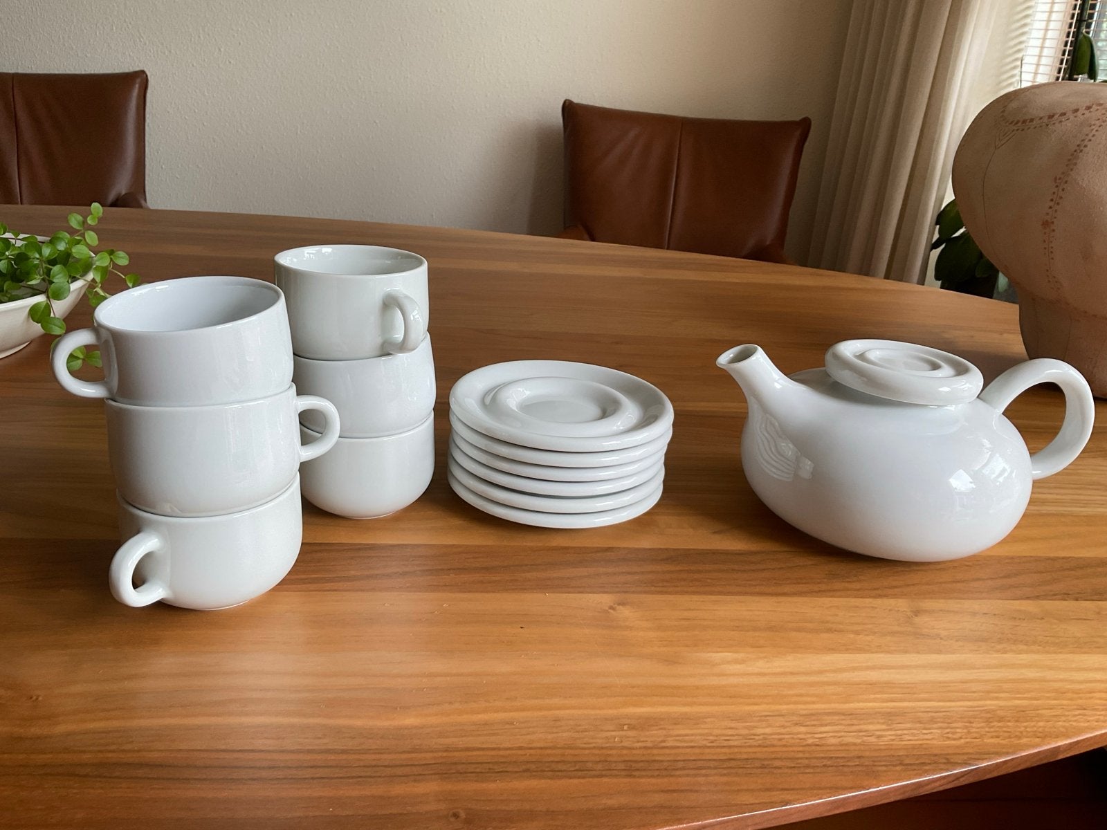 IKEA 365+ theepot en kopjes met schotels, Ophalen, IKEA, Zo goed als nieuw, Theepot