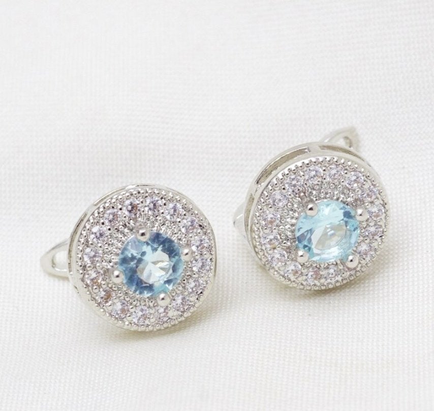 Style 18K witgoud verguld oorbellen met zirkonen, Overige materialen, Nieuw, Ophalen of Verzenden, Met edelsteen