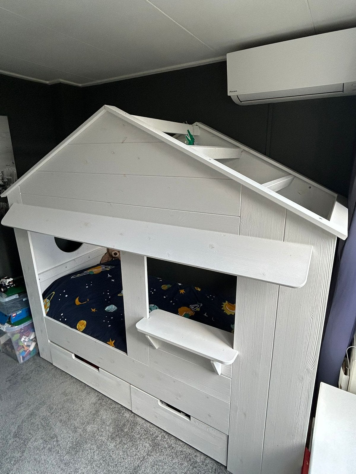 Huisbed met lades Woood Juul, Ophalen, Gebruikt, 180 cm of meer, 85 tot 100 cm