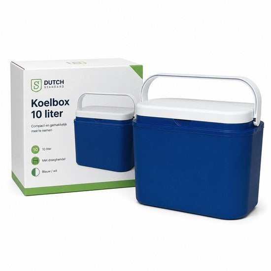 Koelbox 10 liter met draaghendel - blauw/wit, Caravans en Kamperen, Ophalen of Verzenden, Nieuw, Koelelement