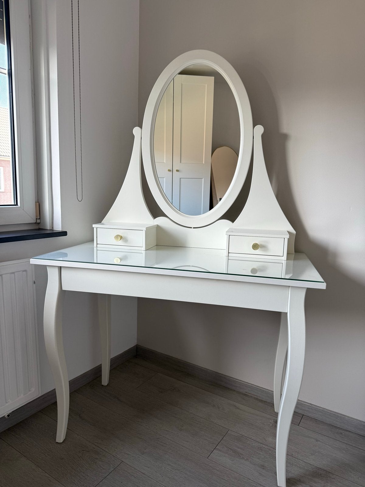IKEA HEMNES Toilettafel met spiegel, Ophalen, Gebruikt, 100 tot 150 cm, 50 tot 100 cm