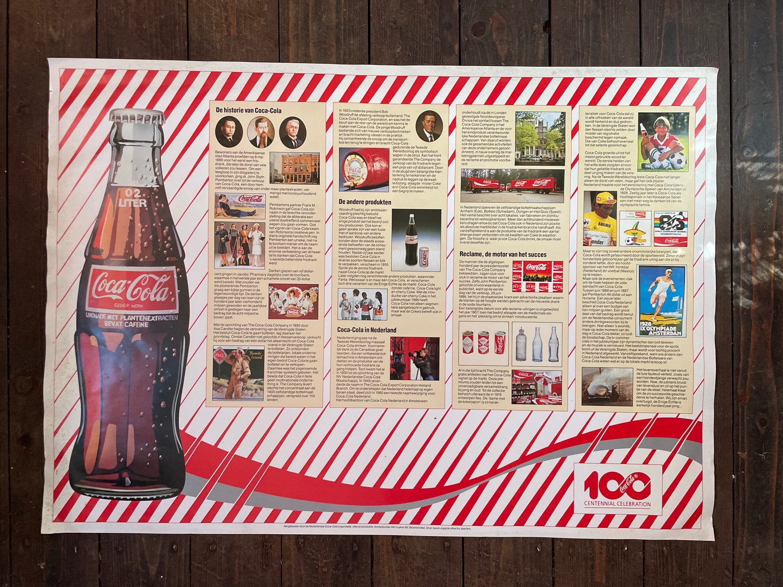 Vintage Coca-Cola 100 Jaar Jubileum Poster, Ophalen of Verzenden, Zo goed als nieuw, Overige typen