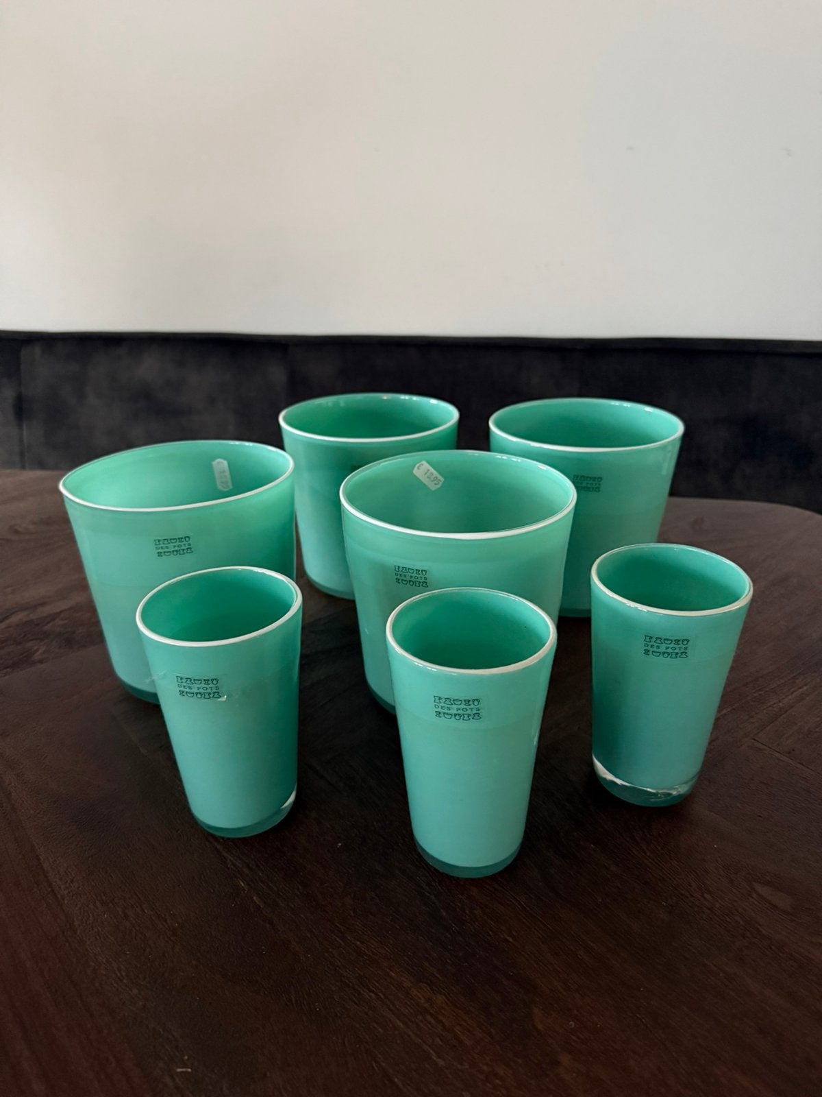 DES POTS turquoise potten/vazen set *nieuw*, Huis en Inrichting, Ophalen, Nieuw, Overige kleuren, Glas