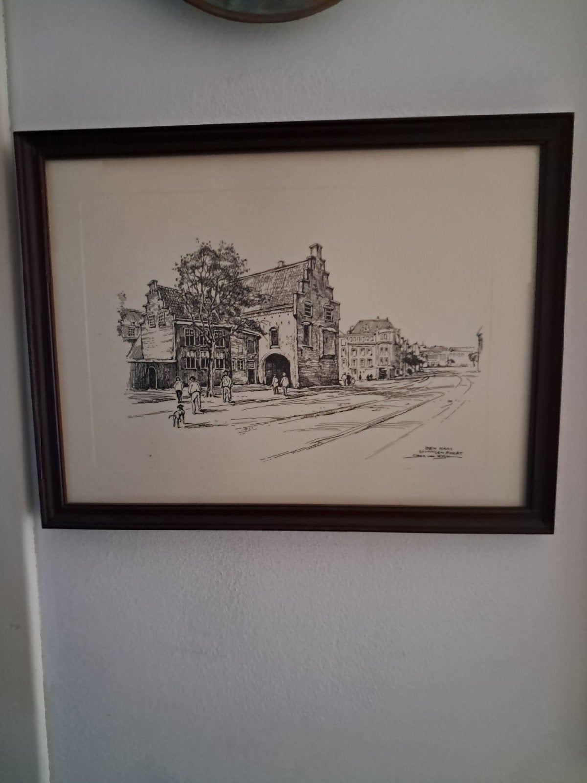Gevangenpoort Den Haag - Jos van Dijk (26x20 cm), Stadsgezicht, Ophalen of Verzenden, Gesigneerd, 1950 - 1999