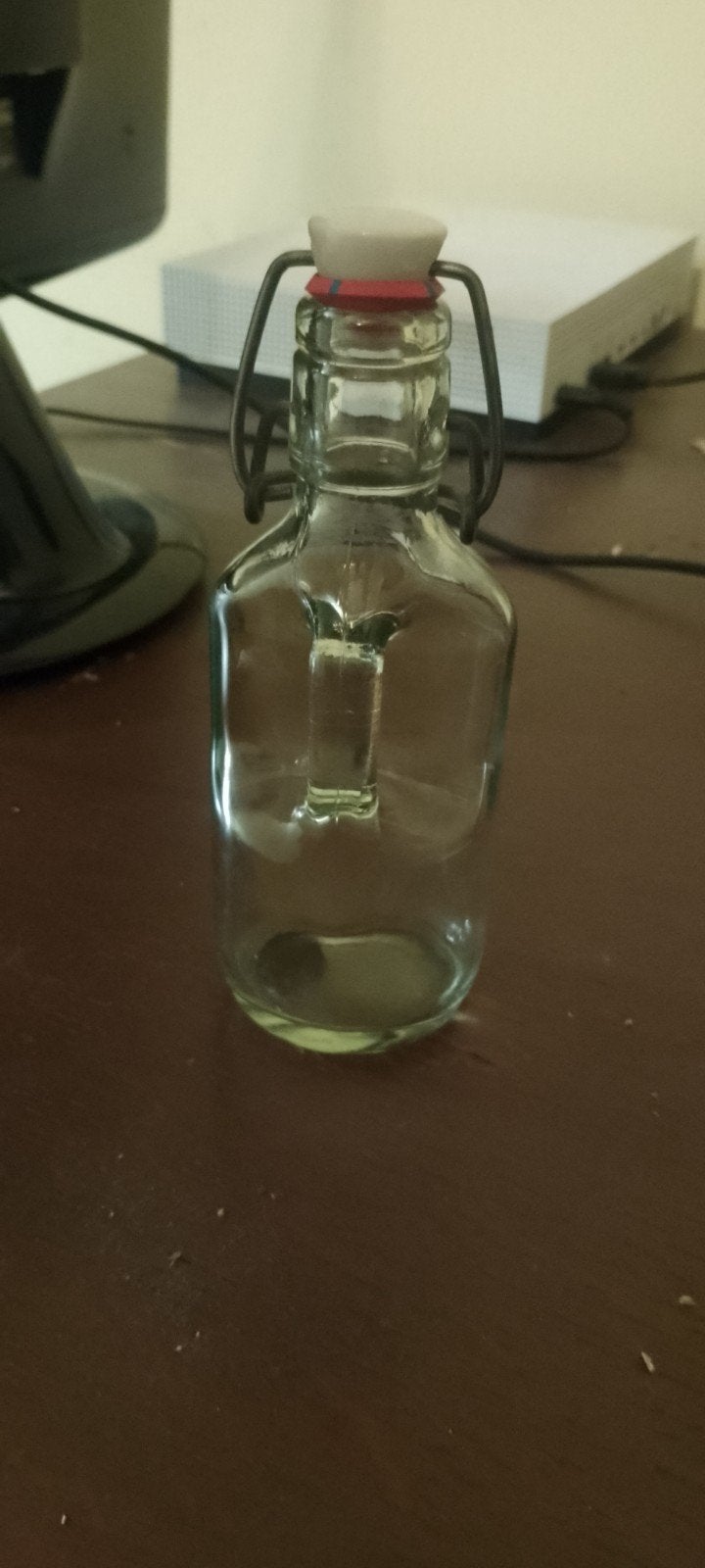 Glazen beugelfles voor drank of olie, Ophalen of Verzenden, Gebruikt