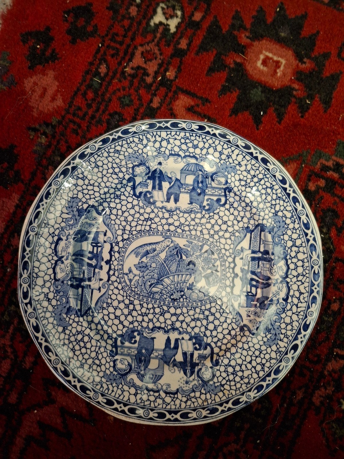 Antiek Chinees Patroon Bord - William Adams 'Chinese Birds', Ophalen of Verzenden