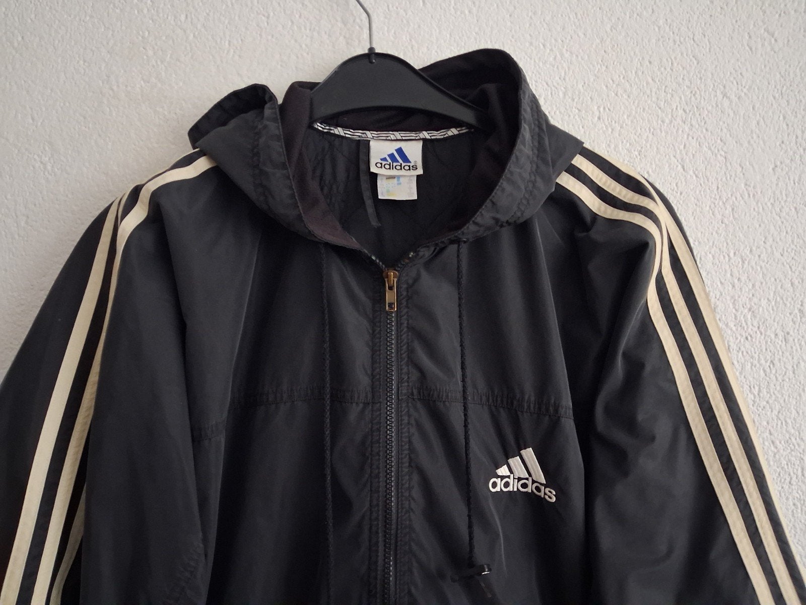 Vintage Adidas Windjack Zwart Maat XxL, Zwart, Maat 56/58 (XL), Ophalen of Verzenden, Adidas