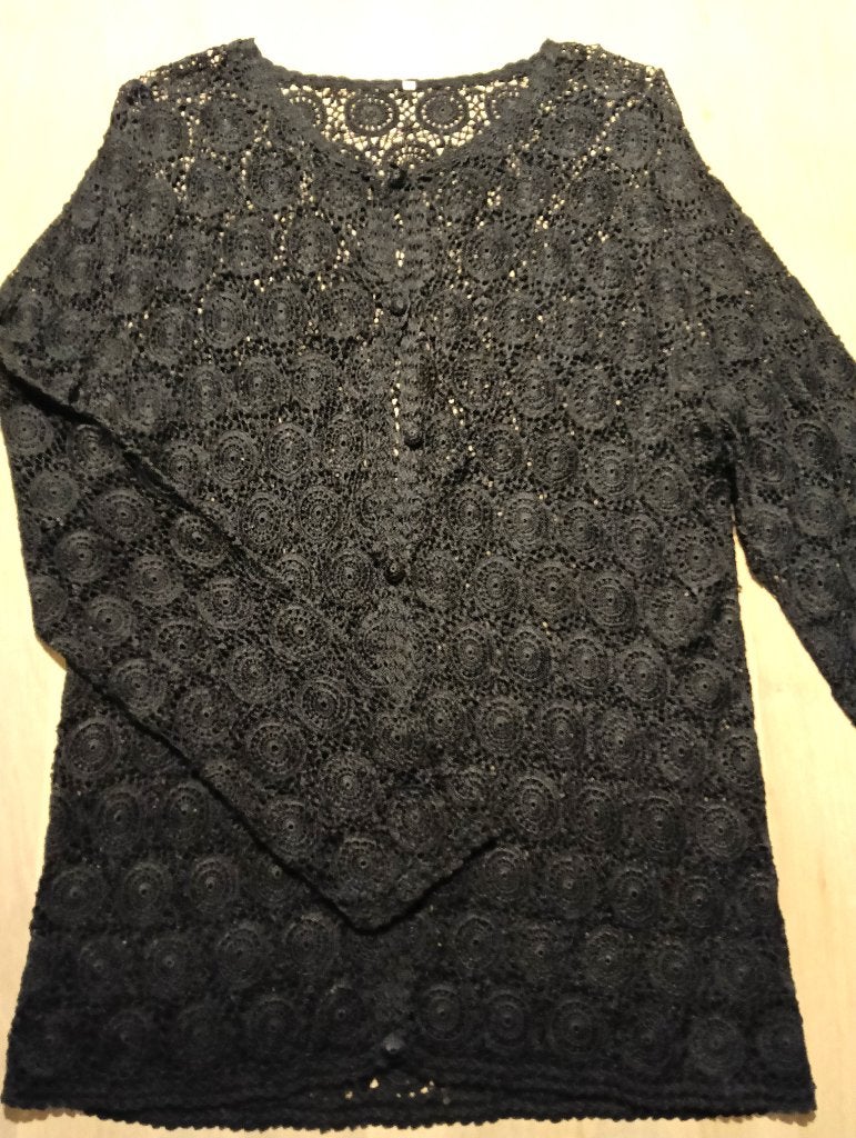 Zwart gehaakt vest maat L - nieuw, Ophalen of Verzenden, Nieuw, Maat 42/44 (L), Zwart