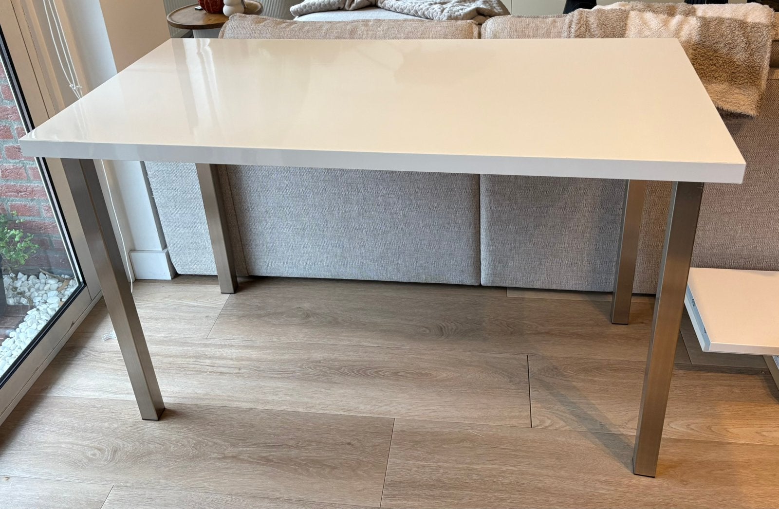 IKEA bureau wit hoogglans 120 x 60cm, Ophalen, Gebruikt, 120 cm, IKEA