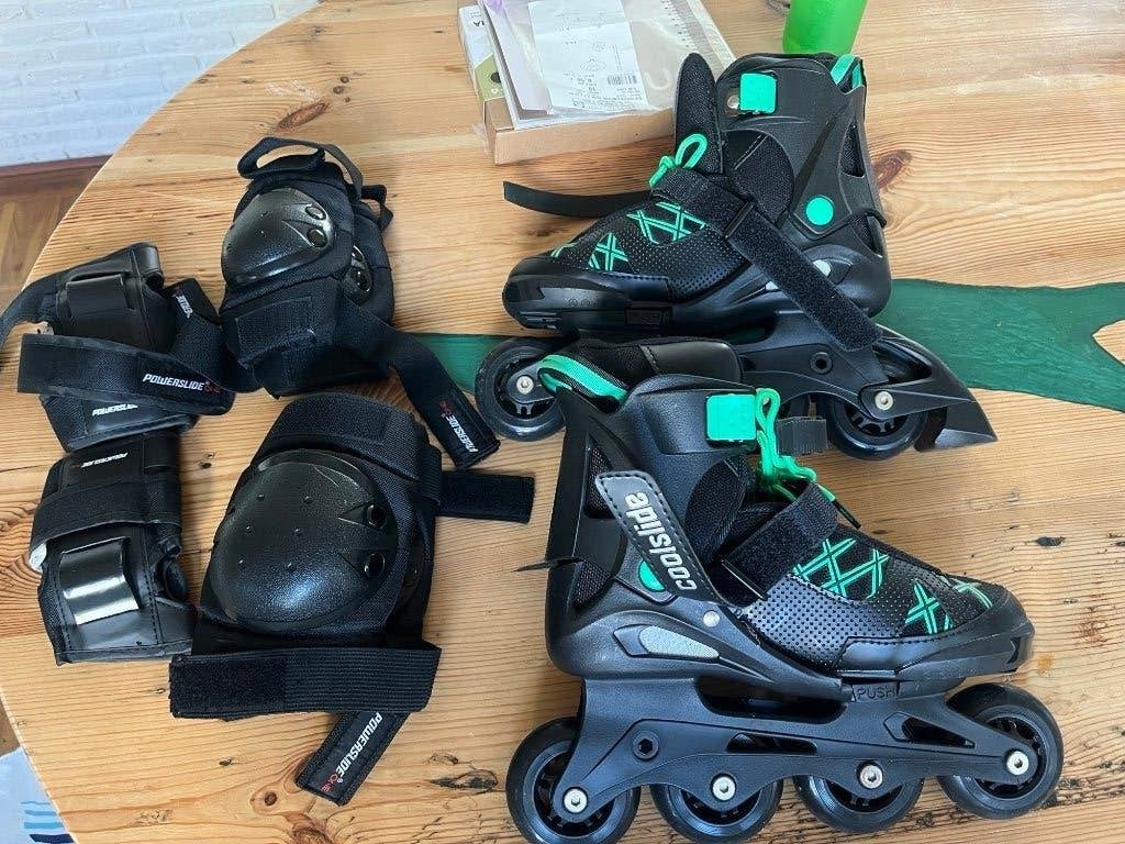 TK verstelbare rollerskates 32 t/ 35 incl valbeschermers, Ophalen of Verzenden, Nieuw, Inline skates 4 wielen