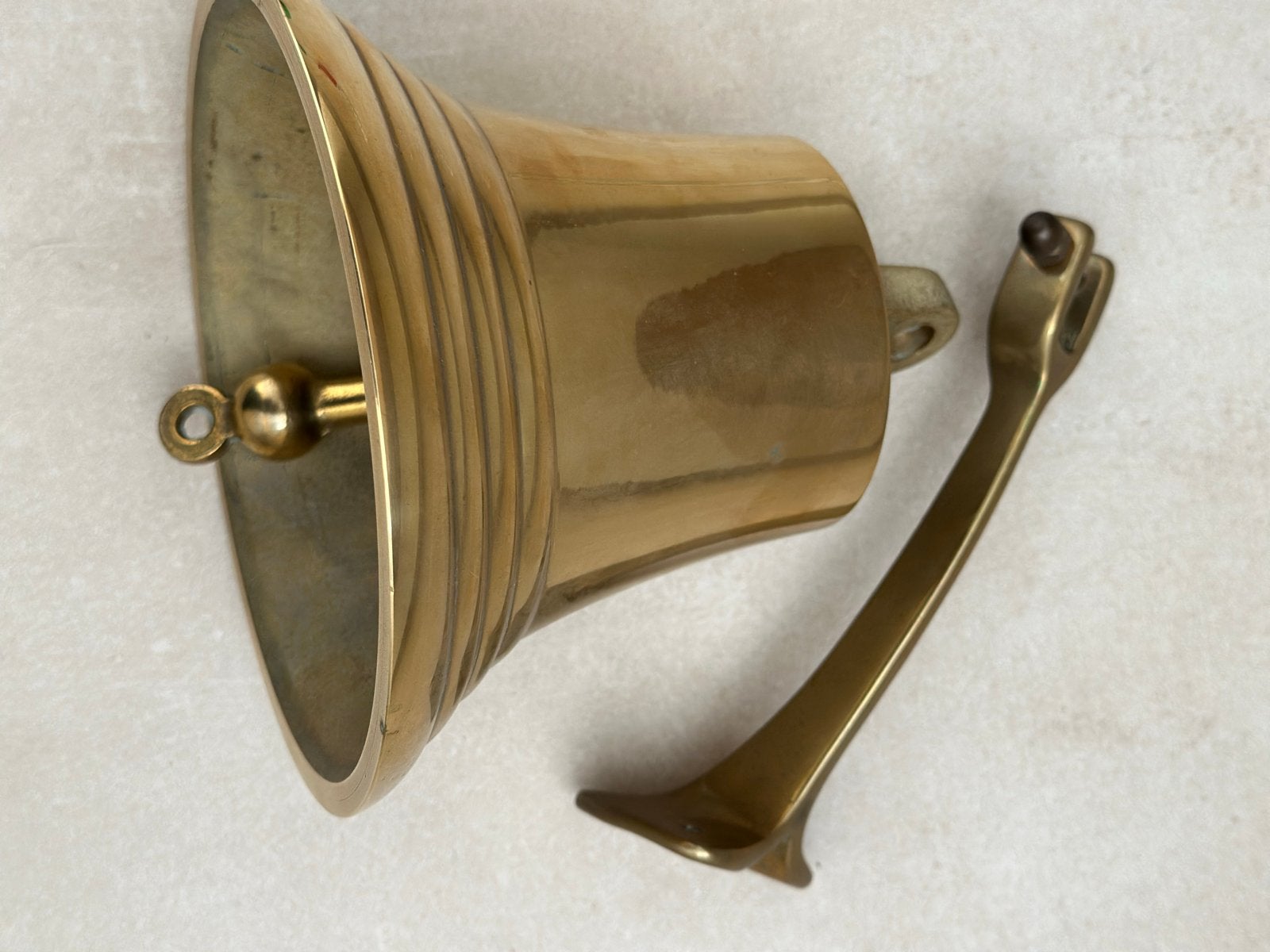 Antieke Messing Scheepsbel met Wandbeugel, Ophalen of Verzenden