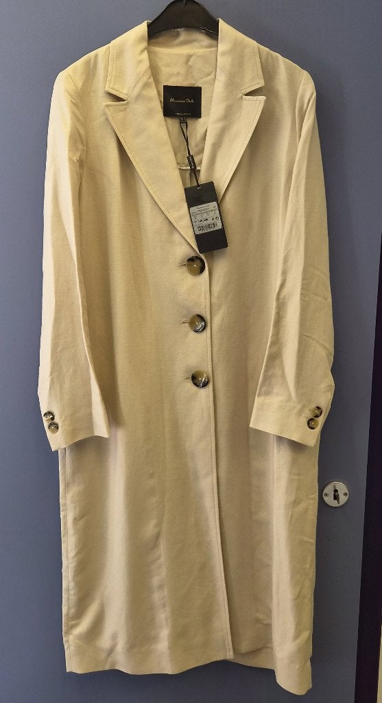 Massimo Dutti elegante linnen beige lange jas mt M nr 51332, Maat 38/40 (M), Massimo Dutti, ., Beige