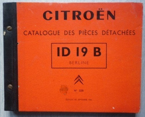Citroen ID19 B onderdelenboek auto (A1135) catalogue, Ophalen of Verzenden
