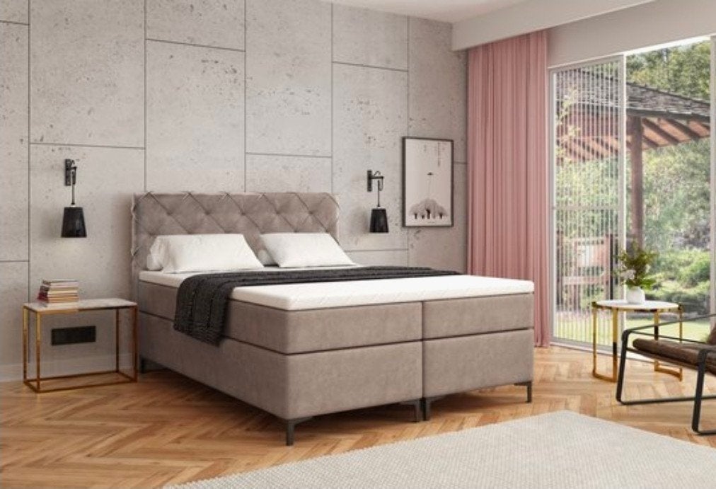 Boxspring met Opbergruimte - 160x200 ZGAN!, Ophalen, Bruin, Tweepersoons, Zo goed als nieuw