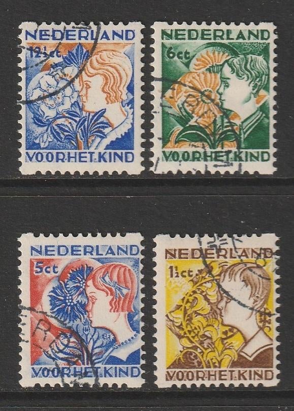 1932, Kinderzegels, Roltanding, NVPH 94/97, gestempeld, Verzenden, T/m 1940, Gestempeld