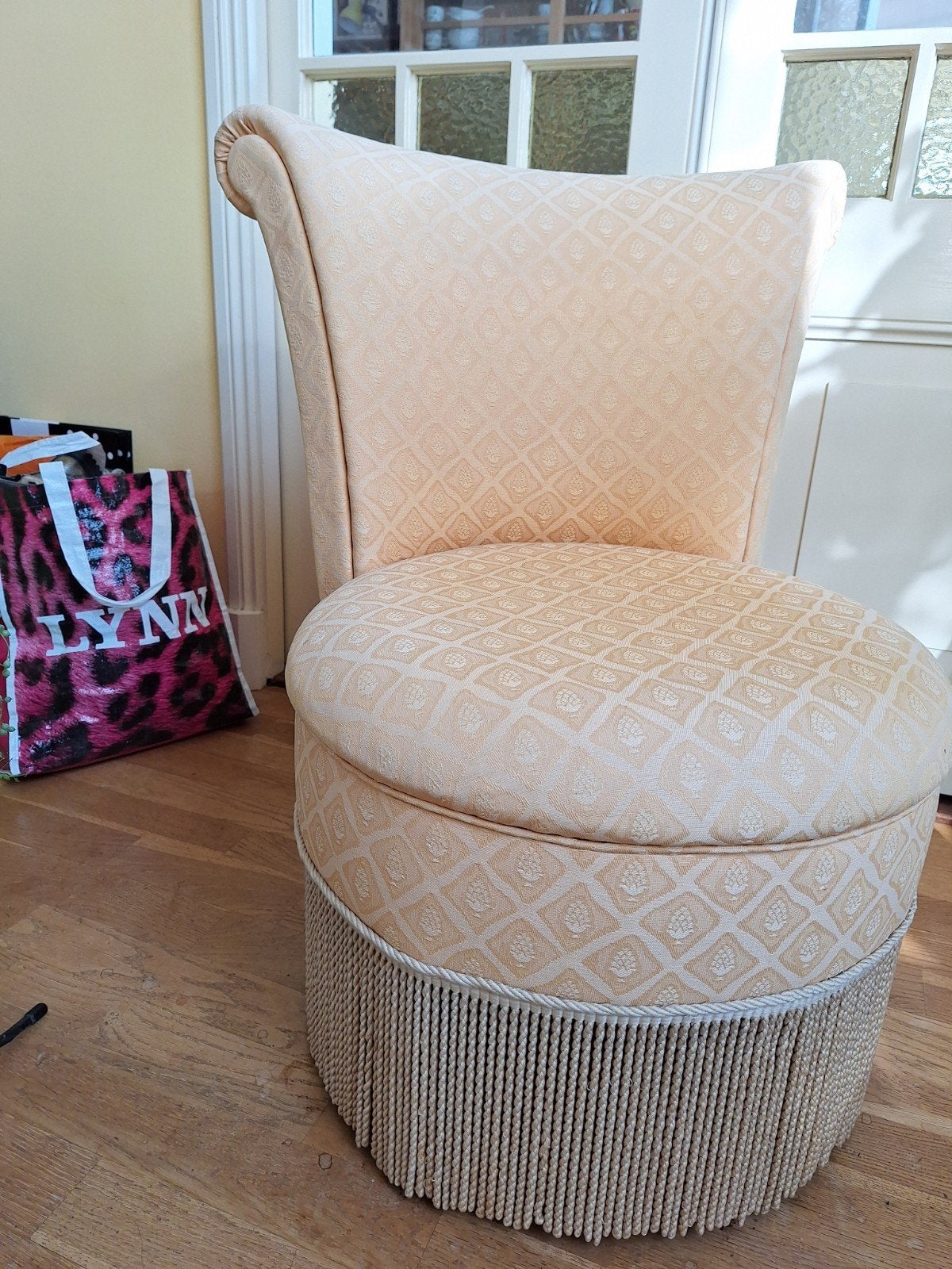 Boudoir / cocktail stoel met franjes - /geel, Ophalen, Gebruikt, Overige kleuren, Klassiek, Vintage, Elegant