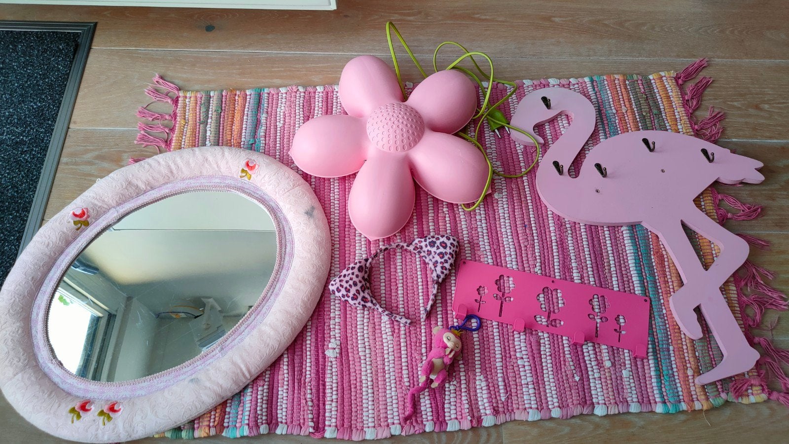 roze meisjeskamer spullen accessoires, Roze, Ophalen of Verzenden, Gebruikt, Kleed of Kussen