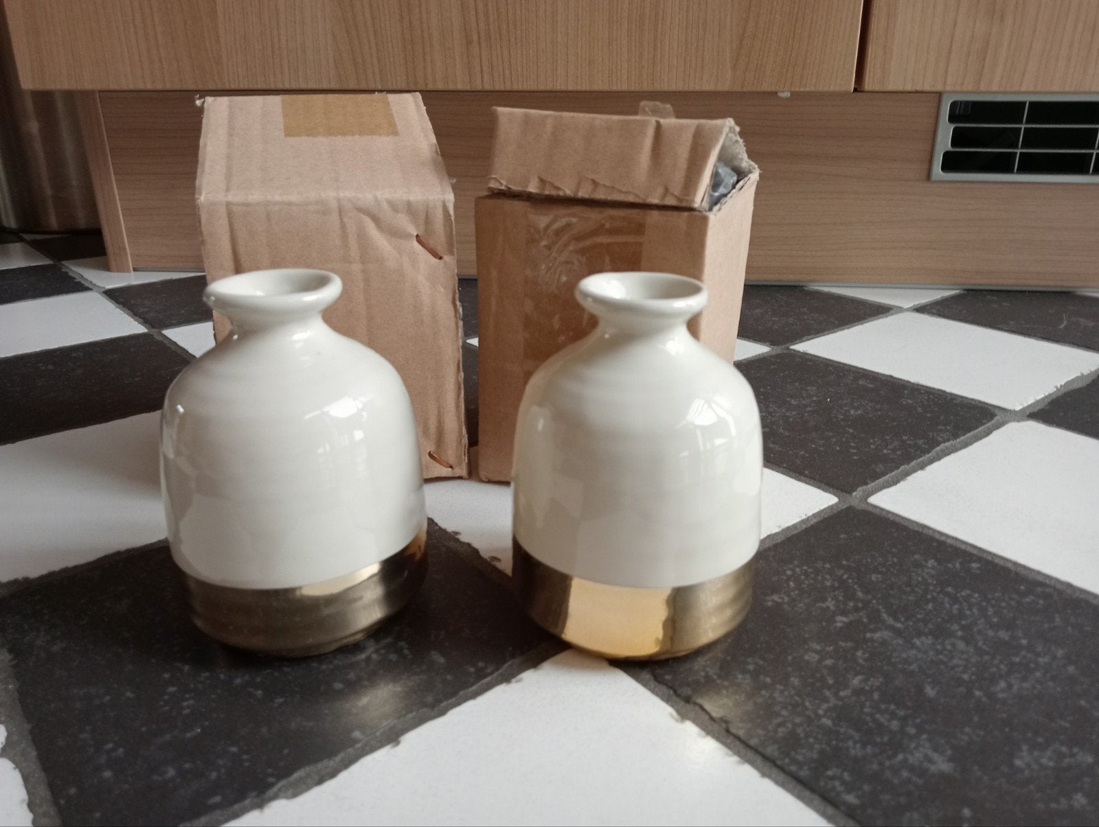 Sandwich Home vaasje ecru / goud nieuw in verpakking 2 stuks, Ophalen of Verzenden, Nieuw, Overige kleuren