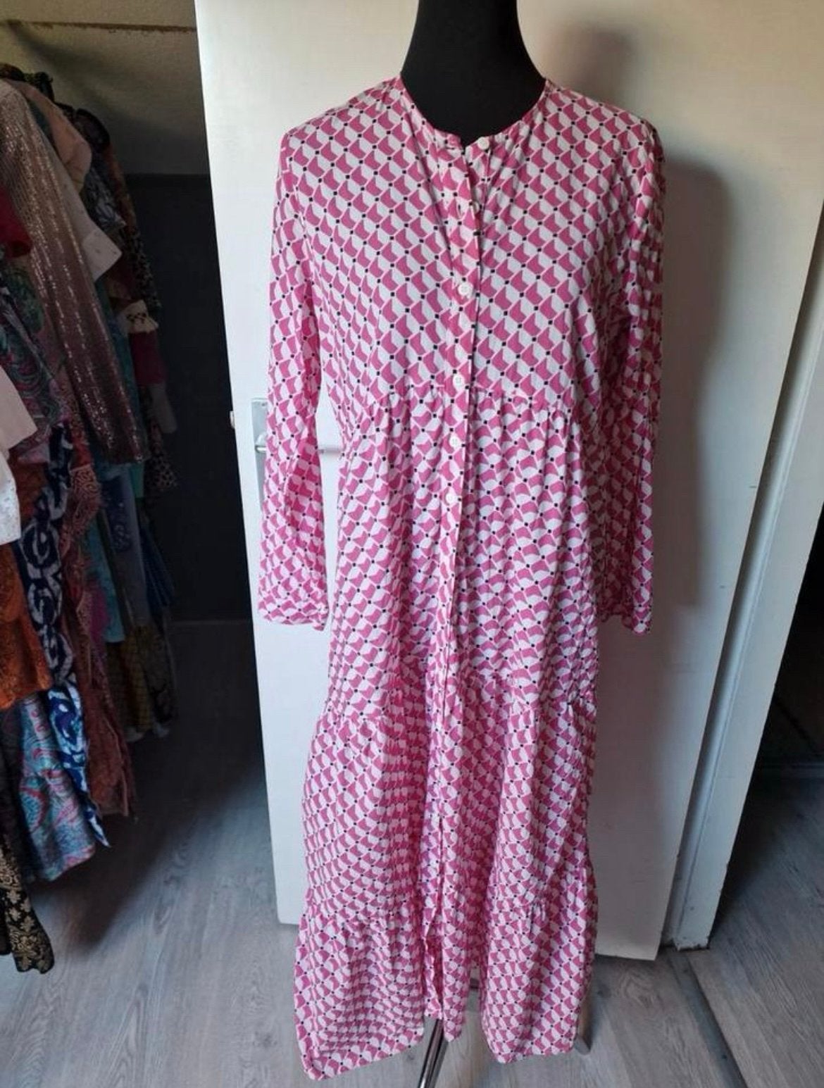 Nieuwe Maxi Jurk Zomer Katoen Roze Wit L Boho Ibiza, Kleding | Dames, Jurken, Maat 42/44 (L), Nieuw, Ophalen of Verzenden, Roze