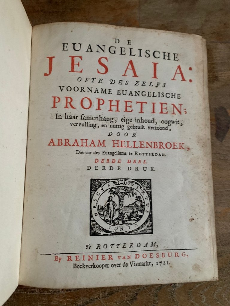 Hellenbroek Evangelische Jesaia 3e deel 1721 perkament, Ophalen of Verzenden