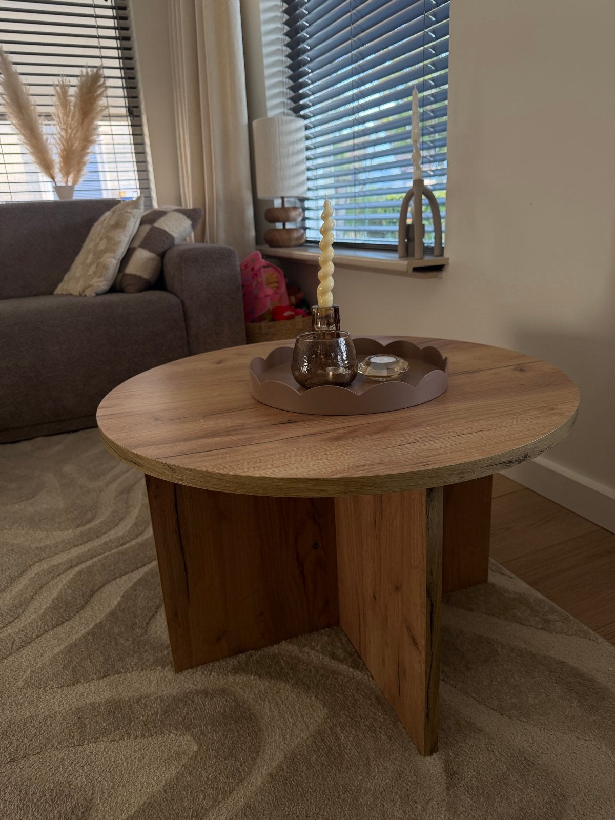 Salontafel Jysk - Rond, eiken Houtlook, Ophalen, 50 – 75, Gebruikt, 50 tot 100 cm