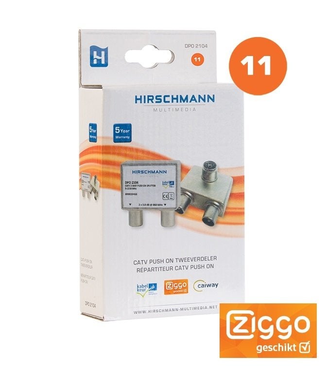 Hirschmann DPO 2104 opdruk tweeverdeler retailverpakking, Niet ingevuld, Niet ingevuld, Nieuw, Ophalen of Verzenden