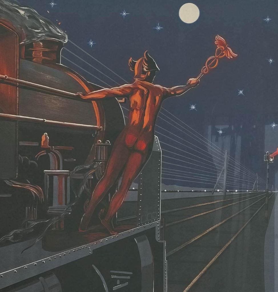 Spoorwegen Per Spoor Art Deco Poster in Lijst, Verzenden
