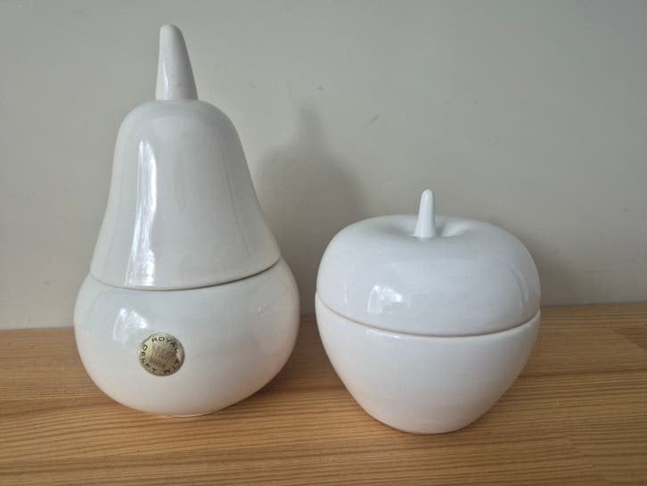 Royal Delft Wit - Peren en Appel Potjes, Ophalen of Verzenden
