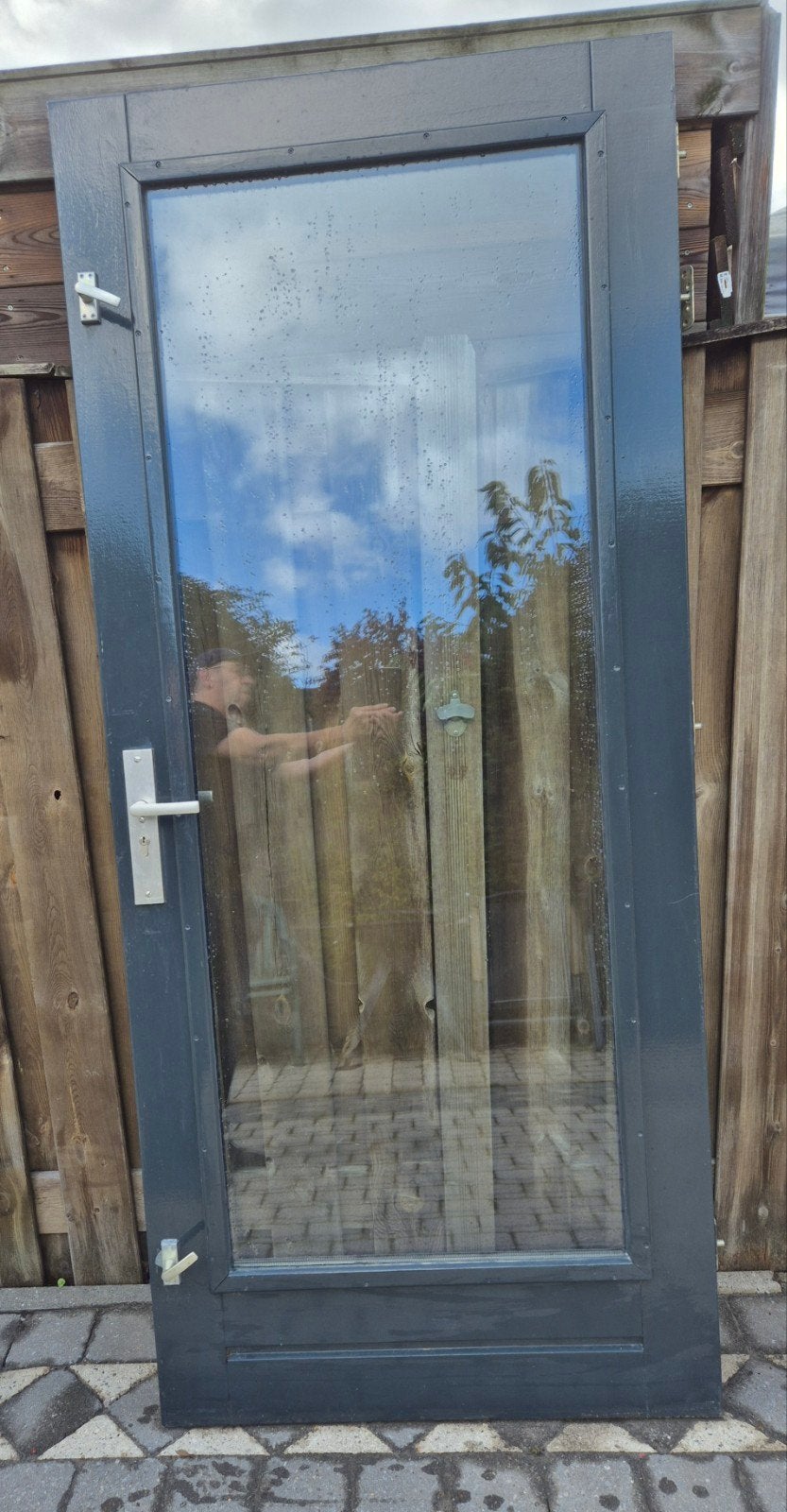 Glazen deur - Buitendeur met handvat, Gebruikt, 80 tot 100 cm, Ophalen of Verzenden, Buitendeur