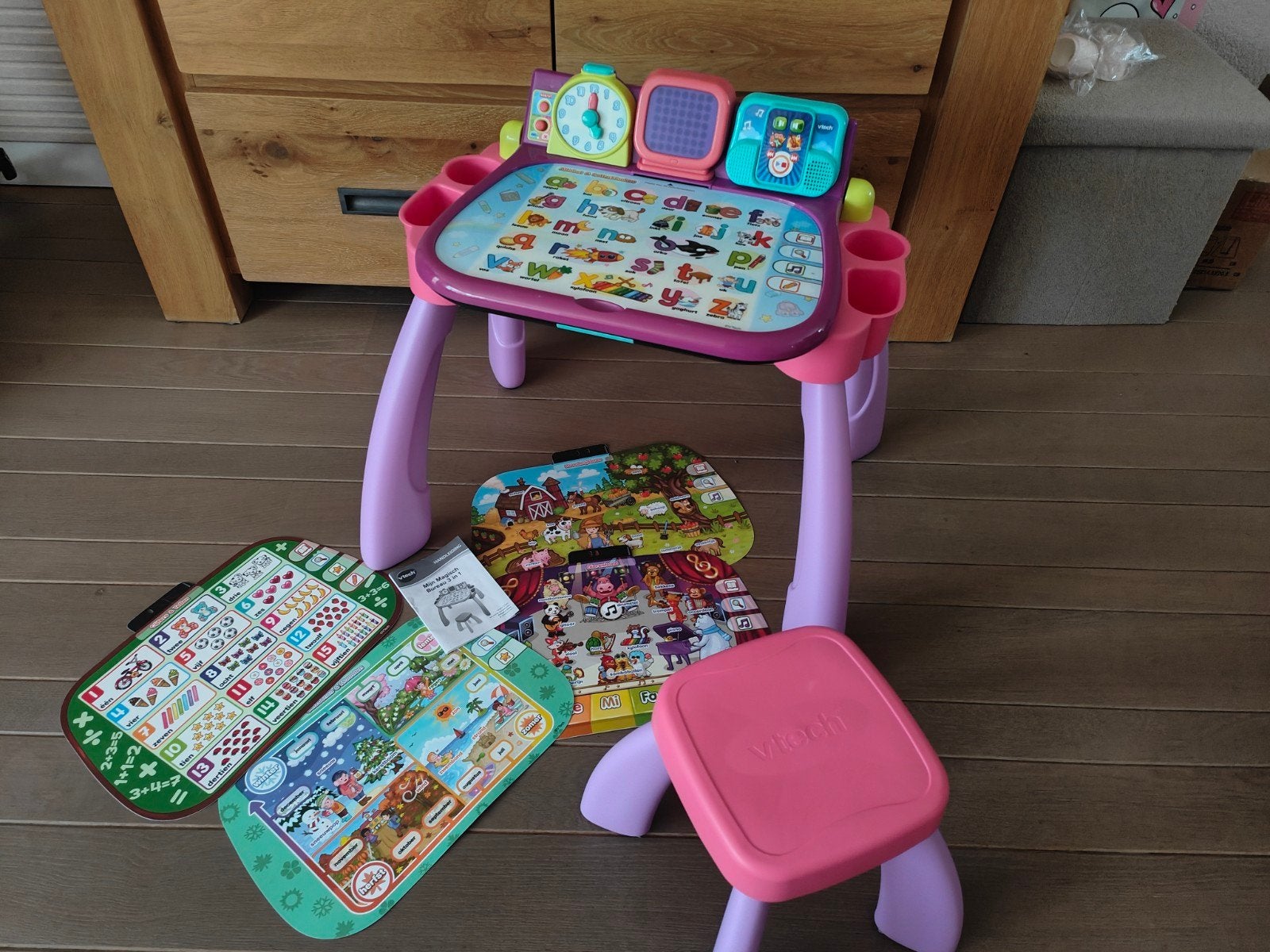 VTech Mijn Magisch Bureau 3-in-1 met krukje en extra kaarten, Ophalen, Zo goed als nieuw, Taal en Lezen, Met geluid
