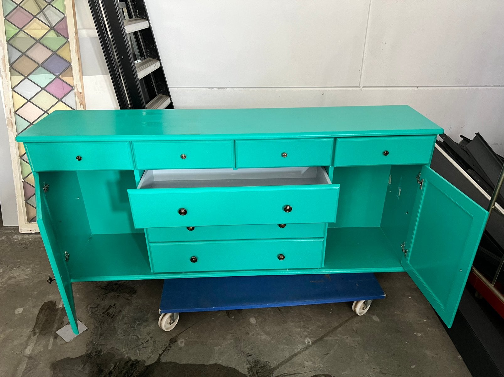 Leuk groen geschilderd dressoir, Huis en Inrichting, Ophalen, Met deur(en)