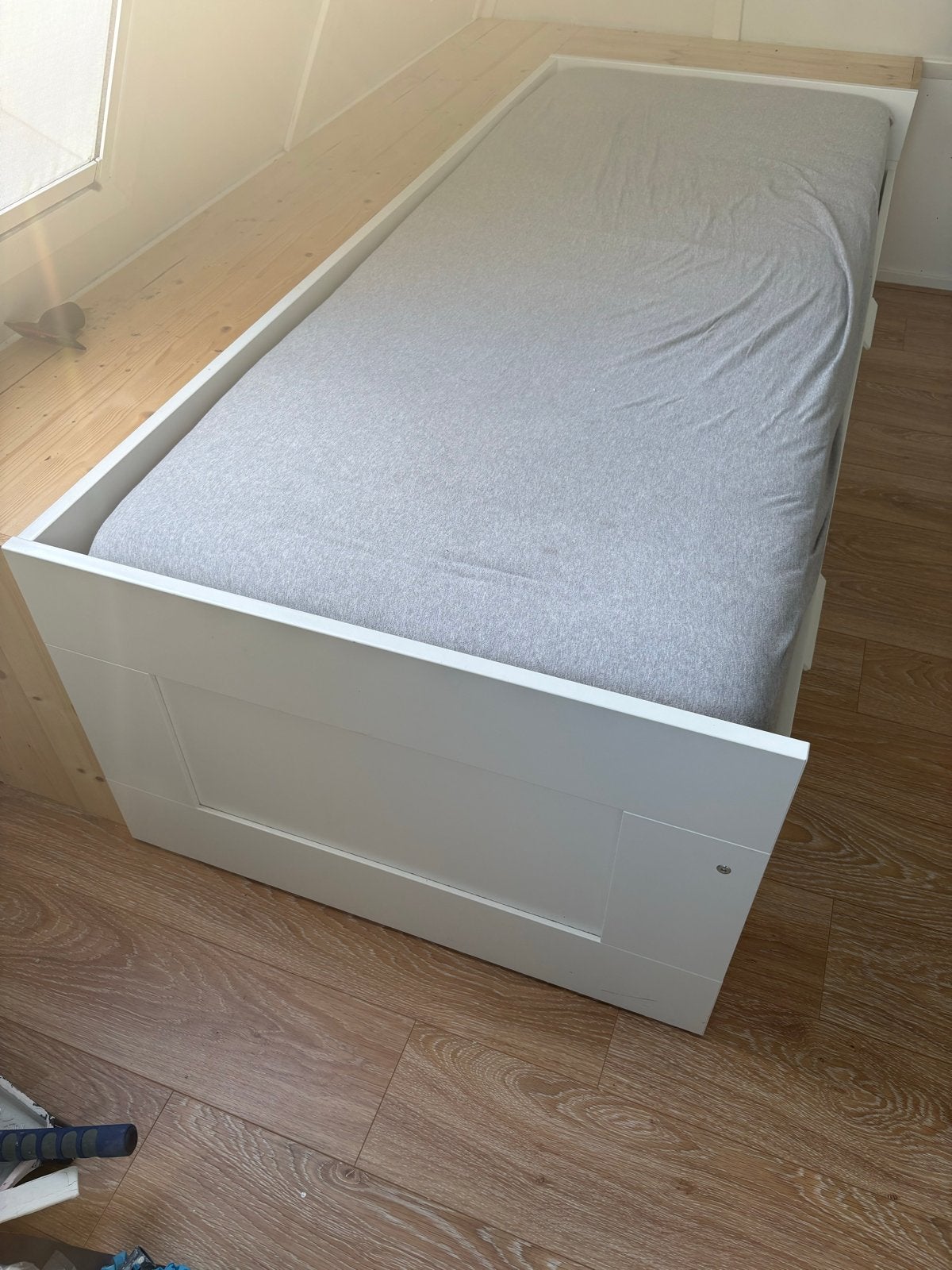 IKEA Brimnes Bedbank met 2 lades - Wit, Huis en Inrichting, Slaapkamer | Bedden, Ophalen, Gebruikt, Eenpersoons, Wit