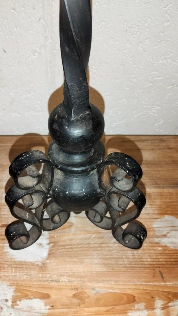 Degelijke grote massieve brocante ijzeren kandelaar, Ophalen of Verzenden