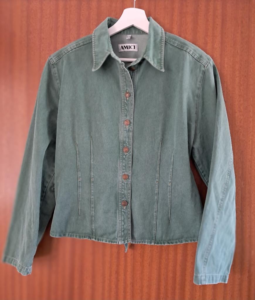 groen denim jasje blouse AMICI maat 40, Maat 38/40 (M), Ophalen of Verzenden, Zo goed als nieuw, Amici