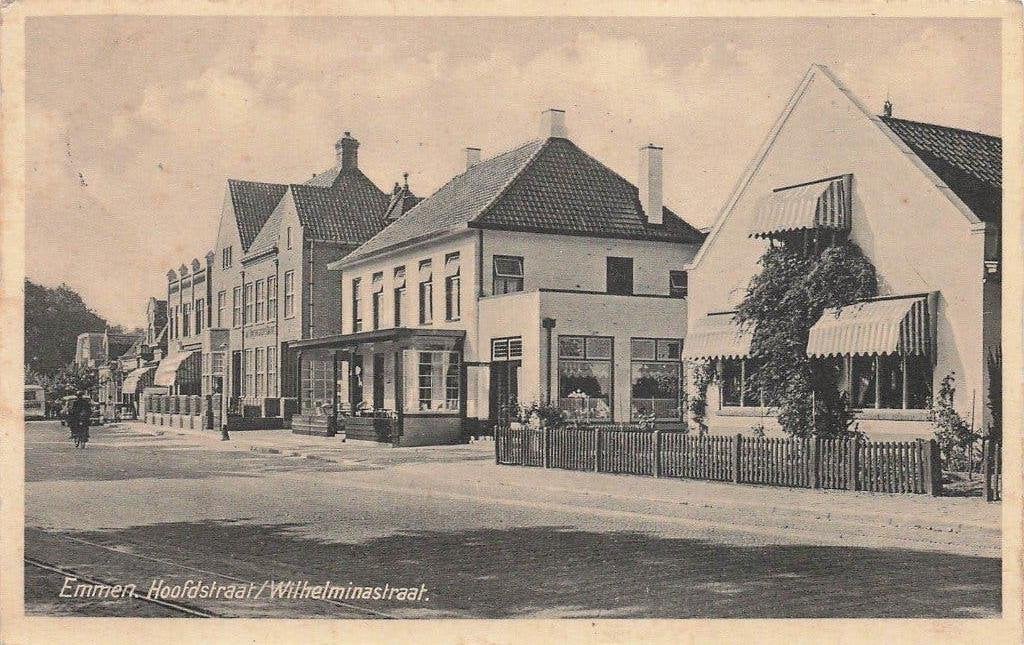 JO1015 Emmen Hoofdstraat WIlhelmusstraat 1936, Verzenden, 1920 tot 1940, Gelopen, Drenthe
