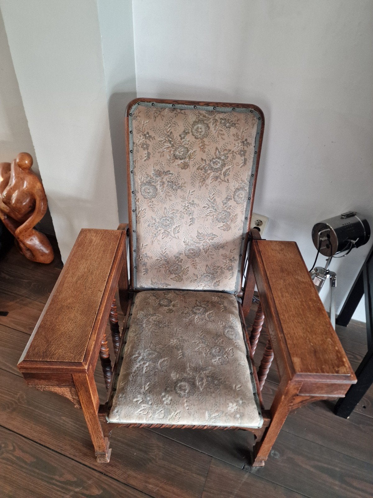 Antieke Herenkamer Morris-fauteuil met verborgen rook-/schri, Ophalen of Verzenden