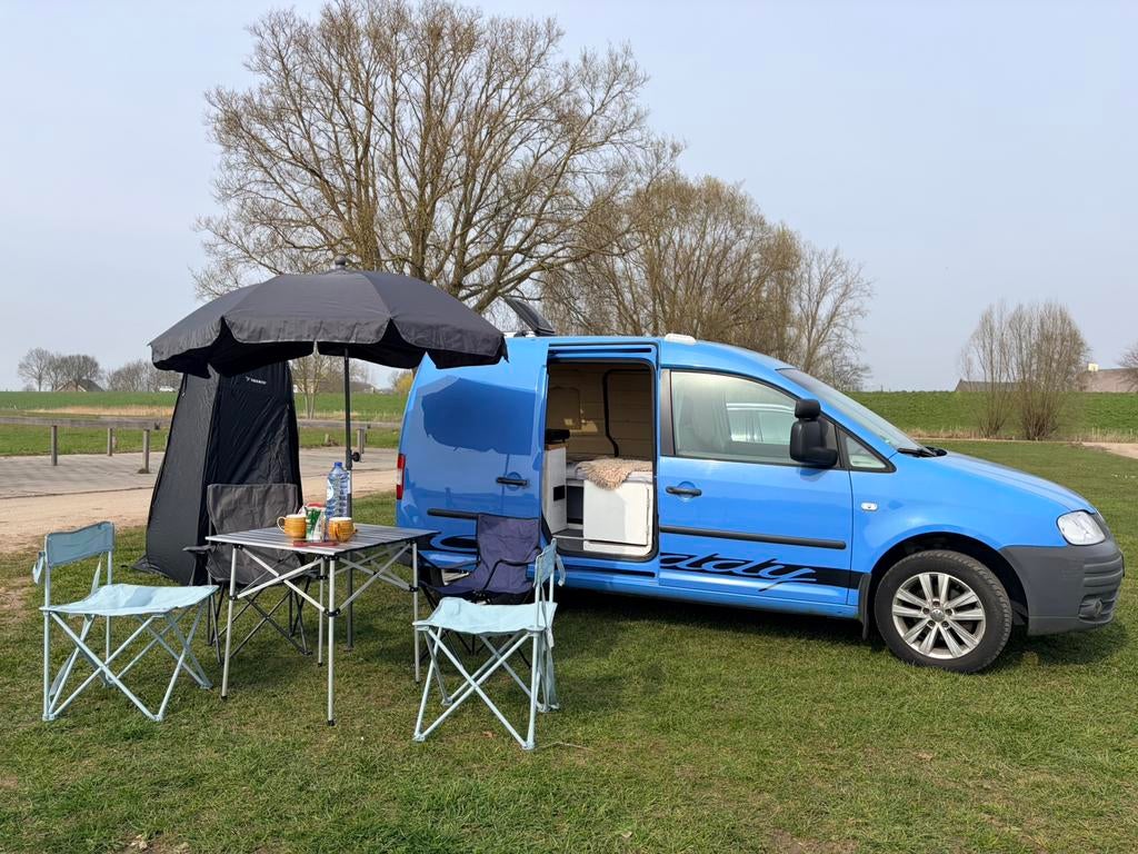 VW Caddy Camper | compleet + zonnepaneel + bed, Buscamper of Camperbus, Volkswagen, Particulier, Tot en met 4