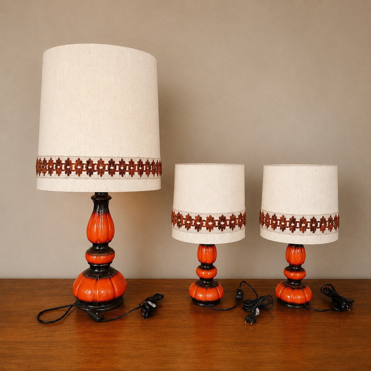 Hustadt Leuchten design lamp vintage 70's, Huis en Inrichting, Lampen | Tafellampen, Bruin, Ophalen, Glas, Vintage