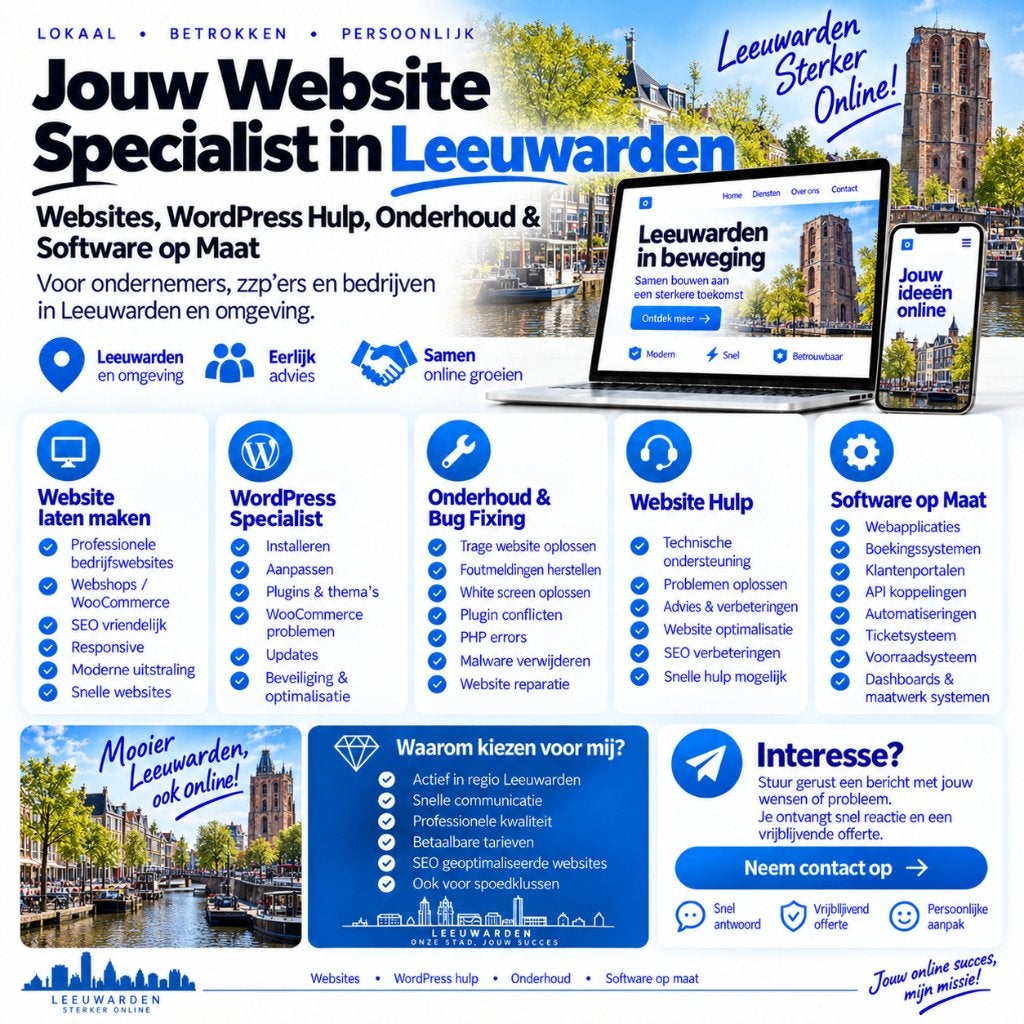 Website Laten Maken & WordPress Hulp Leeuwarden, Vanaf 3 jaar, Geschikt als bijbaan, Freelance of Uitzendbasis, 33 - 40 uur